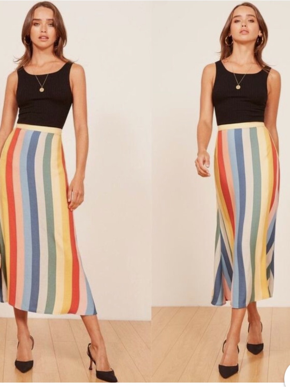 Reformation Bea Midi Skirt in Starburst print